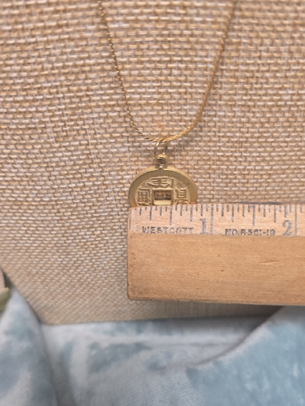 Gold-Tone Faux Chinese Feng Shui Coin & Dangle Spike Necklace - Picture 7 of 8